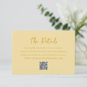Tarjeta De Recepción Elegante Mantequilla Amarillo Código QR Boda moder