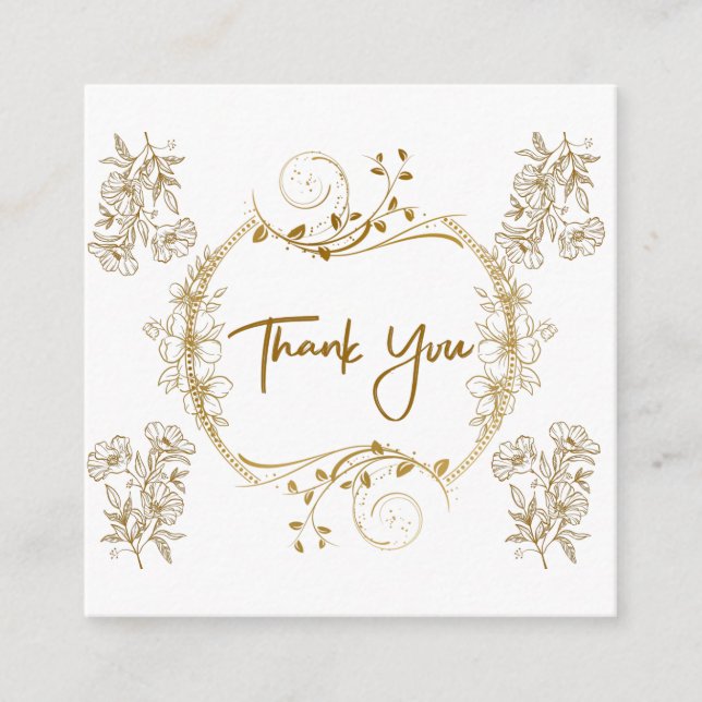 Tarjeta De Recepción elegante marco dorado carta de agradecimiento (Anverso)