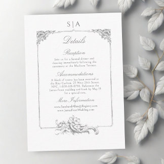 Tarjeta De Recepción Elegante Marco floral rococó francés