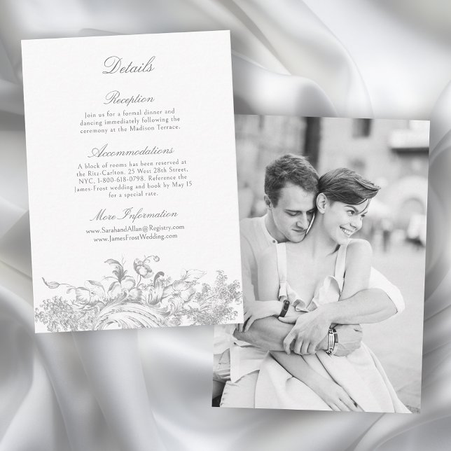Tarjeta De Recepción Elegante Marco floral rococó francés (Subido por el creador)
