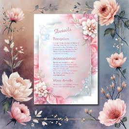 Tarjeta De Recepción Elegante Marco floral rosado boda suave paño brill