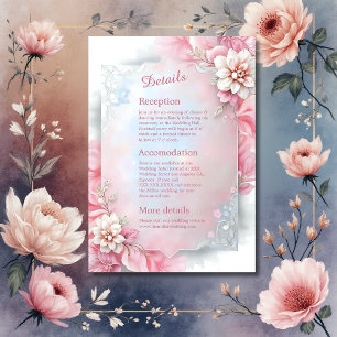 Tarjeta De Recepción Elegante Marco floral rosado boda suave paño brill