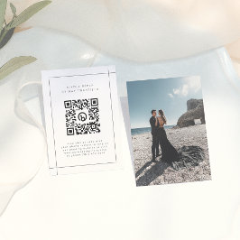 Tarjeta De Recepción Elegante marco moderno foto QR Boda de código RSVP