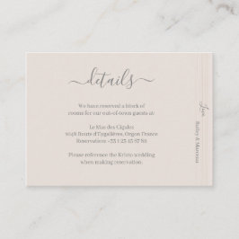 Tarjeta De Recepción Elegante Marfil Blanco MaderaGrano Boda de Hotel D