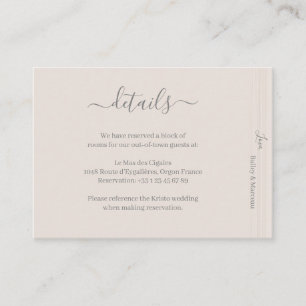 Tarjeta De Recepción Elegante Marfil Blanco MaderaGrano Boda de Hotel D