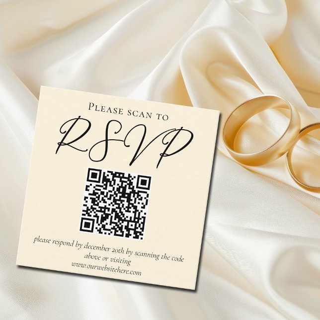 Tarjeta De Recepción Elegante Marfil Simple Wedding RSVP Código QR (Subido por el creador)