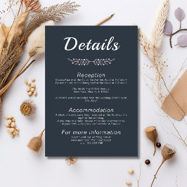 Tarjeta De Recepción Elegante Marina Clásica y Boda de Rubor