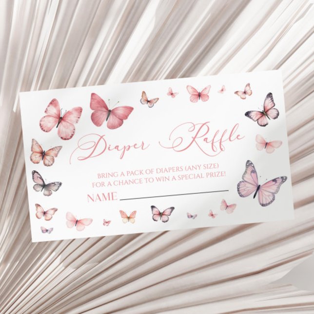 Tarjeta De Recepción Elegante mariposa rosa Baby Shower Diaper Raffle (Subido por el creador)