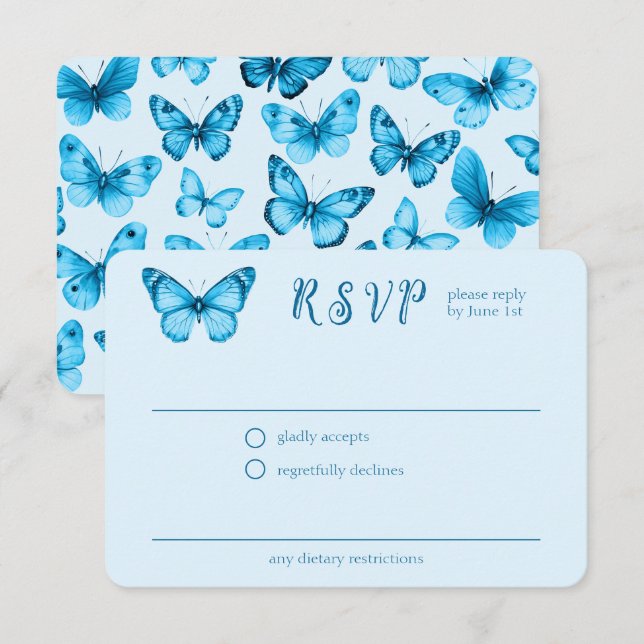 Tarjeta De Recepción Elegante mariposas PERSONALIZADO de ducha de novia (Anverso / Reverso)