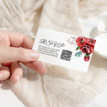 Elegante Marsala Rojo Rosa Rústico Boda QR RSVP