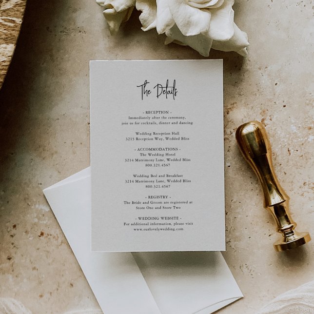 Tarjeta De Recepción Elegante matrimonio beige neutral y eterno (Subido por el creador)