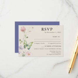 Tarjeta De Recepción Elegante matrimonio de flores silvestres de primav