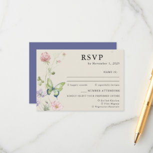 Tarjeta De Recepción Elegante matrimonio de flores silvestres de primav