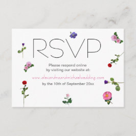 Tarjeta De Recepción Elegante matrimonio floral simple de Moda RSVP