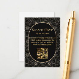 Tarjeta De Recepción elegante matrimonio místico rsvp qr código dorado
