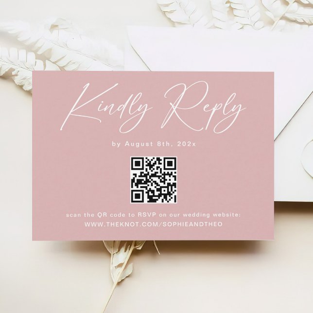 Tarjeta De Recepción Elegante matrimonio rosado polvoriento RSVP (Subido por el creador)