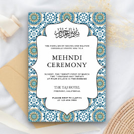 Tarjeta De Recepción Elegante Mehndi musulmán musulmán persa azul