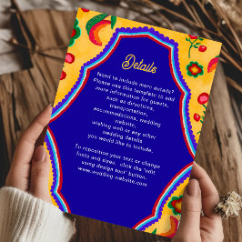 Tarjeta De Recepción Elegante mexicano vibrante amarillo azul