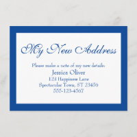 Elegante Mi Nueva Dirección Bordeada De Azul Oscur