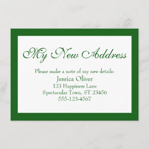 Tarjeta De Recepción Elegante Mi nueva dirección bordeada de verde sobr