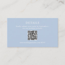 Tarjeta De Recepción Elegante Minimalista Dusty Blue Details QR Code