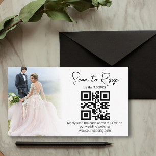 Tarjeta De Recepción elegante minimalista foto de boda de código rsvp q