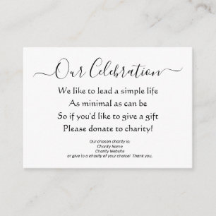 Tarjeta De Recepción Elegante Mínimo Sin Regalos Poema De Donación De C