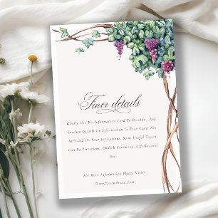 Tarjeta De Recepción Elegante Moda acuarela Grapevine Boda Detalles