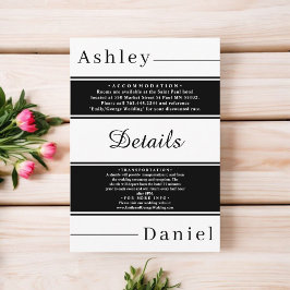 Tarjeta De Recepción Elegante Moda Boda de rayas negras y blancas