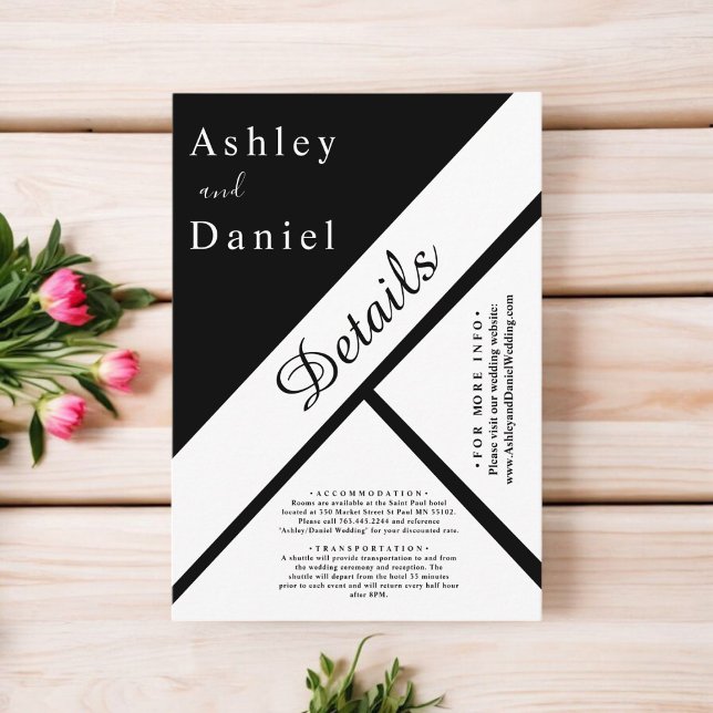 Tarjeta De Recepción Elegante Moda Boda Moderno De Estilo Blanco Y Negr (Subido por el creador)