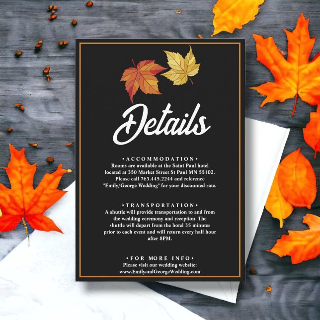 Tarjeta De Recepción Elegante Moda Cae Sale Detalles del Boda de otoño (Subido por el creador)