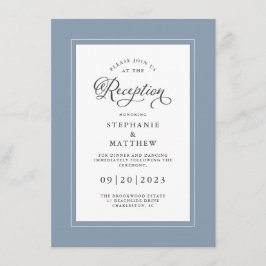 Tarjeta De Recepción Elegante Moda Dusty Blue Wedding