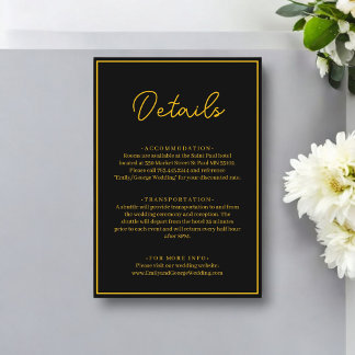 Tarjeta De Recepción Elegante Moda Negro Y Dorado Boda De Lujo Moderno