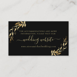 Tarjeta De Recepción Elegante Moda Página web de Boda de follaje negro