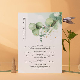 Tarjeta De Recepción Elegante Moda Verde Eucalipto Boda Oro acentos