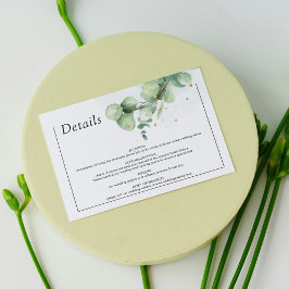 Tarjeta De Recepción Elegante Moda Verde Eucalipto Boda Oro acentos