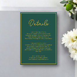 Tarjeta De Recepción Elegante Moda Verde Y Dorado Boda De Lujo Moderno