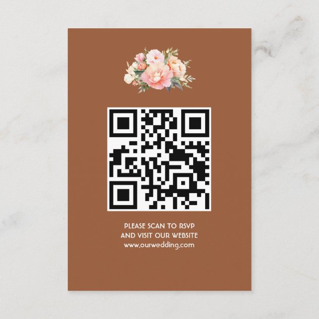 Tarjeta De Recepción Elegante Moderno Boda Boho simple QR Código RSVP (Reverso)
