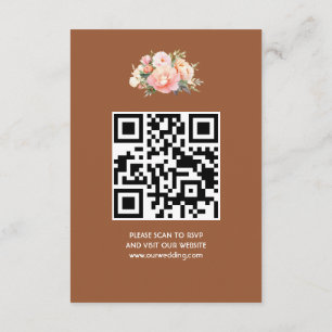 Tarjeta De Recepción Elegante Moderno Boda Boho simple QR Código RSVP