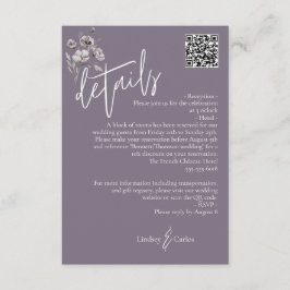 Tarjeta De Recepción Elegante moderno boda morado oscuro detalles QR có