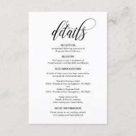 Tarjeta De Recepción Elegante Moderno, Letra Negra, Detalles de Nuestra