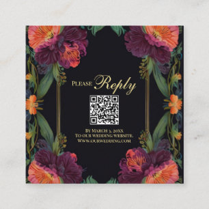 Tarjeta De Recepción Elegante moho victoriano oscuro magenta rosa flora