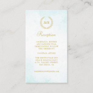 Tarjeta De Recepción Elegante Monograma Acogida de Boda Turquesa