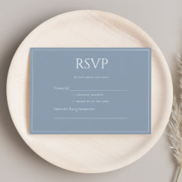 Tarjeta De Recepción Elegante Monograma Azul Polvo Moderno RSVP 