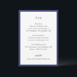 Tarjeta De Recepción Elegante Monograma Azul Real Boda moderno<br><div class="desc">Tarjetas de gabinete boda modernas con un diseño limpio con fuentes serif y script.</div>