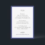Tarjeta De Recepción Elegante Monograma Azul Real Boda moderno<br><div class="desc">Tarjetas de gabinete boda modernas con un diseño limpio con fuentes serif y script.</div>