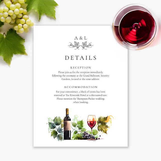 Tarjeta De Recepción Elegante Monograma Boda de vino Detalles Código QR (Subido por el creador)