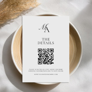 Tarjeta De Recepción Elegante Monograma Boda Minimalista moderno