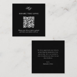 Tarjeta De Recepción Elegante Monograma Código QR Mínimo Comparte Amor