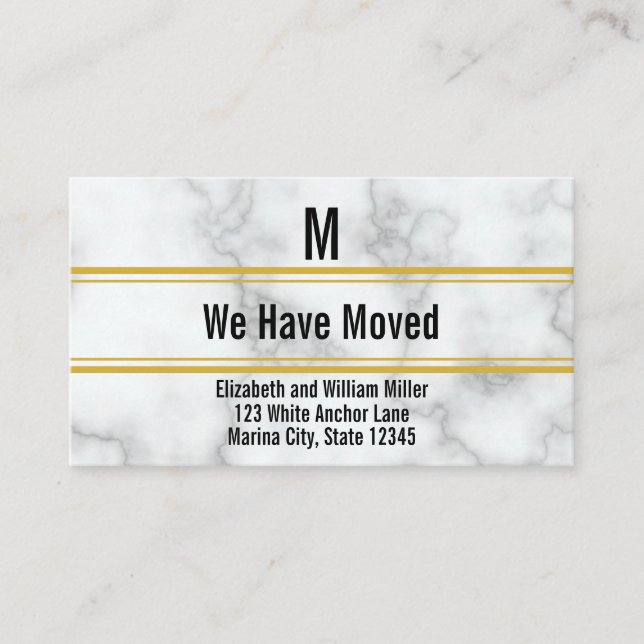 Tarjeta De Recepción Elegante Monograma Faux White Marble Que Hemos Mov (Anverso)